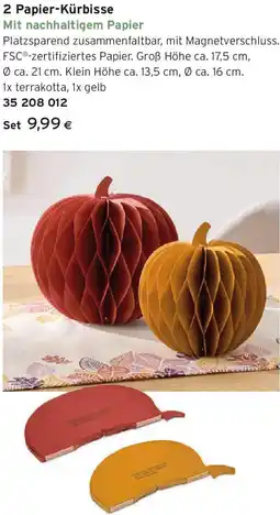 Tchibo Eduscho 2 Papier-Kürbisse Angebot