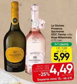 Spar La Gioiosa Prosecco Spumante DOC Treviso oder Rose Millesimato Angebot