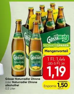 Spar Gösser Naturradler Zitrone oder Naturradler Zitrone alkoholfrei Angebot