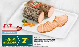 Billa Reiter Schwarzwälder Wurst Klassik od. mit Käse Angebot