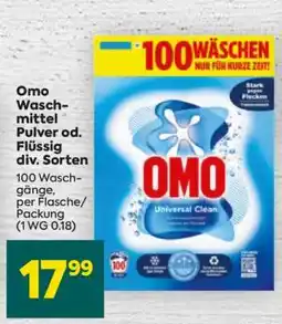 Billa Omo Waschmittel Pulver od. Flüssig div. Sorten Angebot
