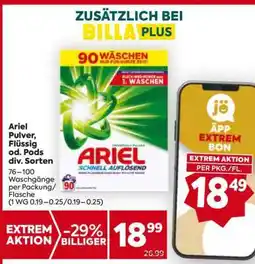 Billa Ariel Pulver, Flüssig od. Pods div. Sorten Angebot