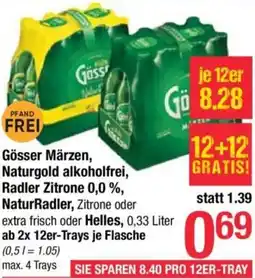 Maximarkt Gösser Märzen Naturgold alkoholfrei, Radler Zitrone NaturRadler, oder Helles Angebot