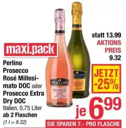 Maximarkt Perlino Prosecco Rosé Millesimato DOC oder Prosecco Extra Dry DOC Angebot