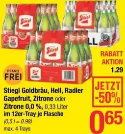 Maximarkt Stiegl Goldbräu, Hell, Radler Gapefruit, Zitrone oder Zitrone Angebot