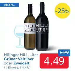 T&G Hillinger HILL Liter Grüner Veltliner oder Zweigelt Angebot
