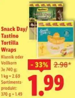 Lidl Snack Day/ Tastino Tortilla Wraps Angebot