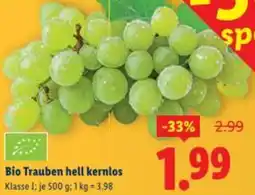 Lidl Bio Trauben hell kernlos Angebot