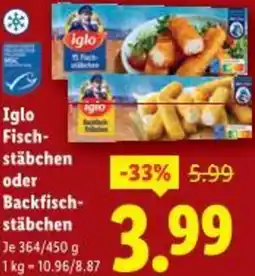 Lidl Iglo Fisch- stäbchen oder Backfisch- stäbchen Angebot
