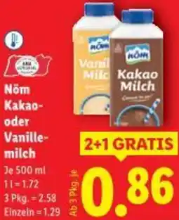 Lidl Nōm Kakao- oder Vanille- milch Angebot