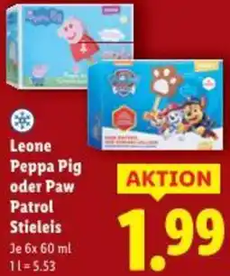 Lidl Leone Peppa Pig oder Paw Patrol Stieleis Angebot