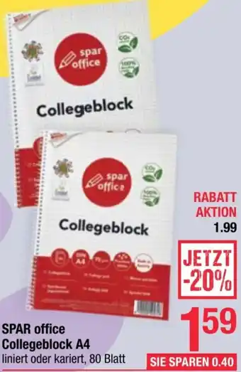 Maximarkt SPAR office Collegeblock A4 Angebot