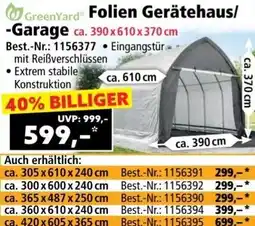 Norma GreenYard Folien Gerätehaus Garage Angebot