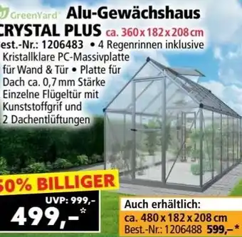 Norma GreenYard Alu-Gewächshaus CRYSTAL PLUS Angebot