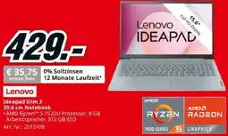 Media Markt Lenovo Ideapad Slim 3 Notebook Angebot