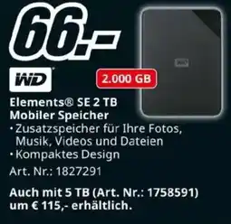 Media Markt WD ElementsⓇ SE 2 TB Mobiler Speicher Angebot