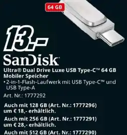 Media Markt SanDisk Ultra® Dual Drive Luxe USB Type-C™M 64 GB Mobiler Speicher Angebot