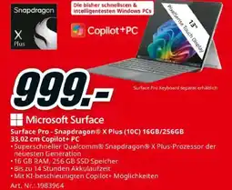 Media Markt Microsoft Surface Surface Pro Snapdragon X Plus Copilot+PC Angebot