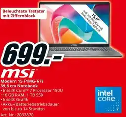 Media Markt msi Modern 15 F1MG-678 Notebook Angebot