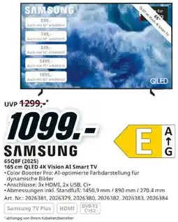 Media Markt SAMSUNG QLED 4K Vision AI Smart TV Angebot