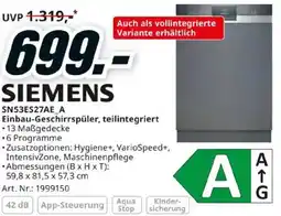 Media Markt SIEMENS Einbau-Geschirrspüler Angebot