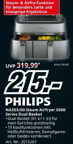 Media Markt PHILIPS NA555/00 Steam Airfryer 5000 Series Dual Basket Angebot