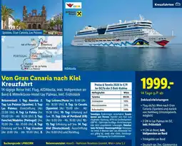 Lidl Reisen Von Gran Canaria nach Kiel Kreuzfahrt Angebot