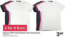 Zeeman Damen T-Shirt mit Rundhals oder V-Ausschnitt Angebot