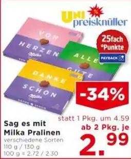 Unimarkt Sag es mit Milka Pralinen Angebot