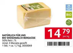 Transgourmet Natürlich für uns bio wiesenmilch bergkäse 50% Angebot