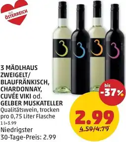 PENNY 3 mädlhaus zweigelt/ blaufränkisch, chardonnay, cuvée viki od. gelber muskateller Angebot