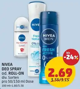 PENNY Nivea deo spray od. roll-on Angebot