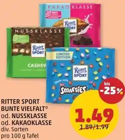 PENNY Ritter sport bunte vielfalt od. nussklasse od. kakaoklasse Angebot