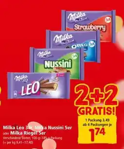 Interspar Milka Leo 3er, Milka Nussini 5er oder Milka Riegel 5er Angebot