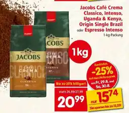 Interspar Jacobs Café Crema Classico, Intenso, Uganda & Kenya, Origin Single Brazil oder Espresso Intenso Angebot