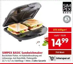 Interspar SIMPEX BASIC Sandwichmaker Angebot