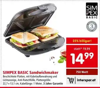 Interspar SIMPEX BASIC Sandwichmaker Angebot