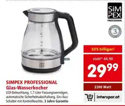 Interspar SIMPEX PROFESSIONAL Glas-Wasserkocher Angebot