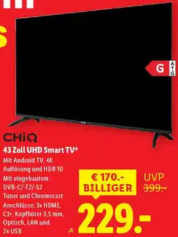 Lidl CHIQ 43 Zoll UHD Smart TV Angebot