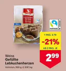 MPreis Weiss Gefüllte Lebkuchenherzen Angebot