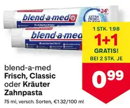 MPreis blend-a-med Frisch, Classic oder Kräuter Zahnpasta Angebot