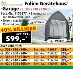 Norma GreenYard Folien Gerätehaus Garage Angebot