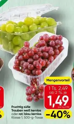 Spar Fruchtig süße Trauben weiß kernlos oder rot/blau kernlos Angebot