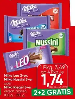 Eurospar Milka Leo 3-er, Milka Nussini 5-er oder Milka Riegel 5-er Angebot