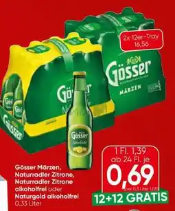 Eurospar Gösser Märzen, Naturradler Zitrone, Naturradler Zitrone alkoholfrei oder Naturgold alkoholfrei Angebot