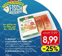 Eurospar S-BUDGET 4 Lachsfilets mit Pfeffer XXL Angebot
