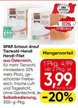 Eurospar SPAR Schaut drauf Tierwohl-Hendl Hendl-Filet Angebot