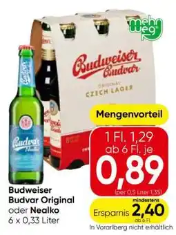 Eurospar Budweiser Budvar Original oder Nealko Angebot