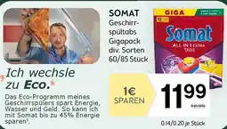 Bipa SOMAT Geschirrspültabs Gigapack div. Sorten 60/85 Stück Angebot