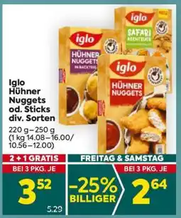 Billa Iglo Hühner Nuggets od. Sticks div. Sorten Angebot